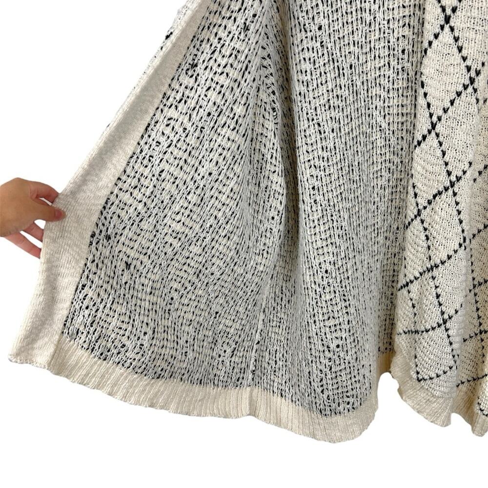 Eileen Fisher Diamond Kimono Cardigan L/XL Soft White and Black Organic Cotton - Picture 5 of 6